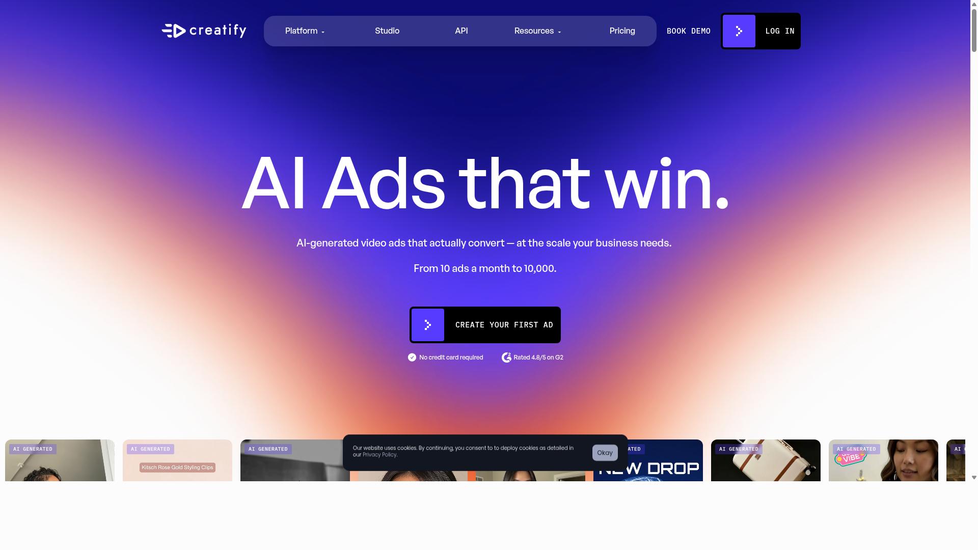 Creatify AI website