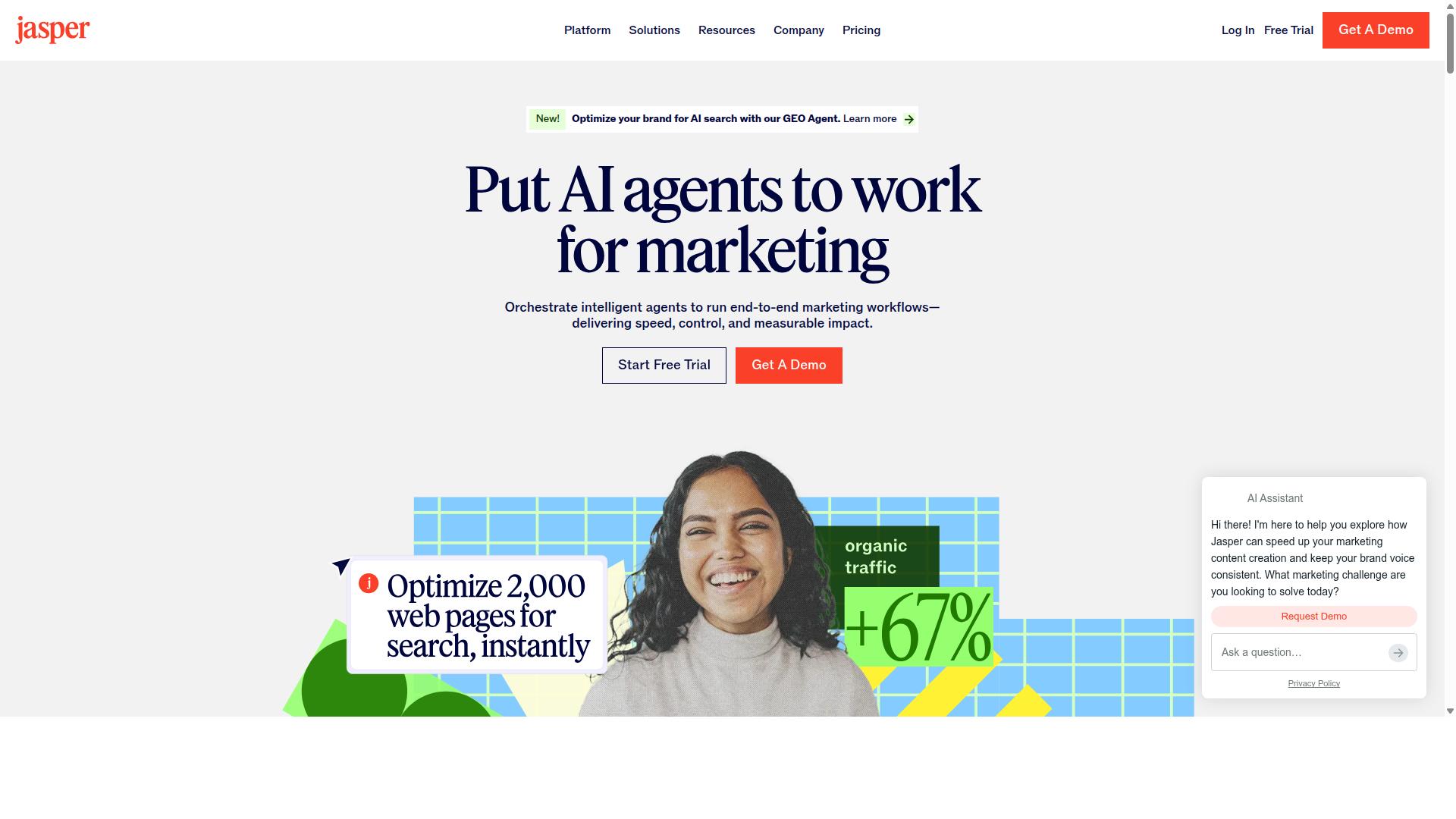 Jasper AI website